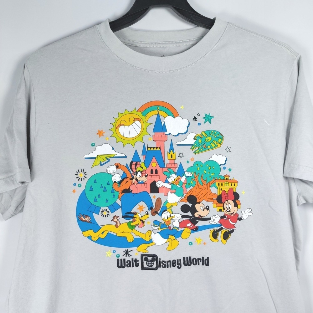 Disney Parks Play In The Park T-Shirt Gray Adult L Mickey Minnie Goofy Donald - Picture 2 of 7